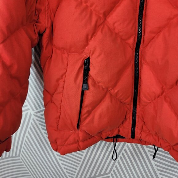 Eddie Bauer Goose Down Puffer Jacket Sz Medium Petite Red Orange Warm Winter - Picture 3 of 9
